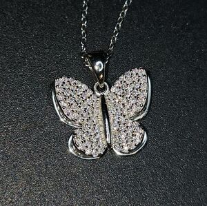 🦋 Moissanite Butterfly Necklace – 925 Sterling Silver